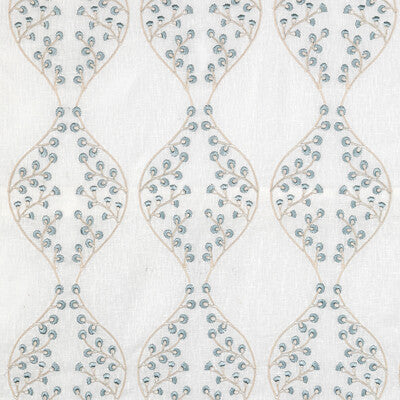 Samples and Purchasing available for Lillie Sheer - Ivory/Blue Blue By Lee Jofa | Summerland |Botanical & Floral Lattice/Scrollwork Drapery Embroidery at Designer Wallcoverings and Fabrics