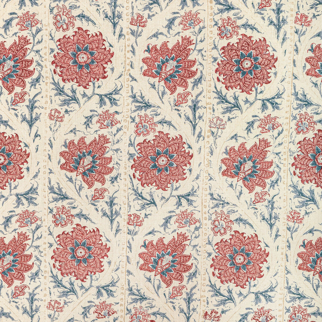 Samples and Purchasing available for Calico Vine - Blue Red Ivory By Lee Jofa | Sarah Bartholomew | Botanical & Floral Multipurpose Linen at Designer Wallcoverings and Fabrics