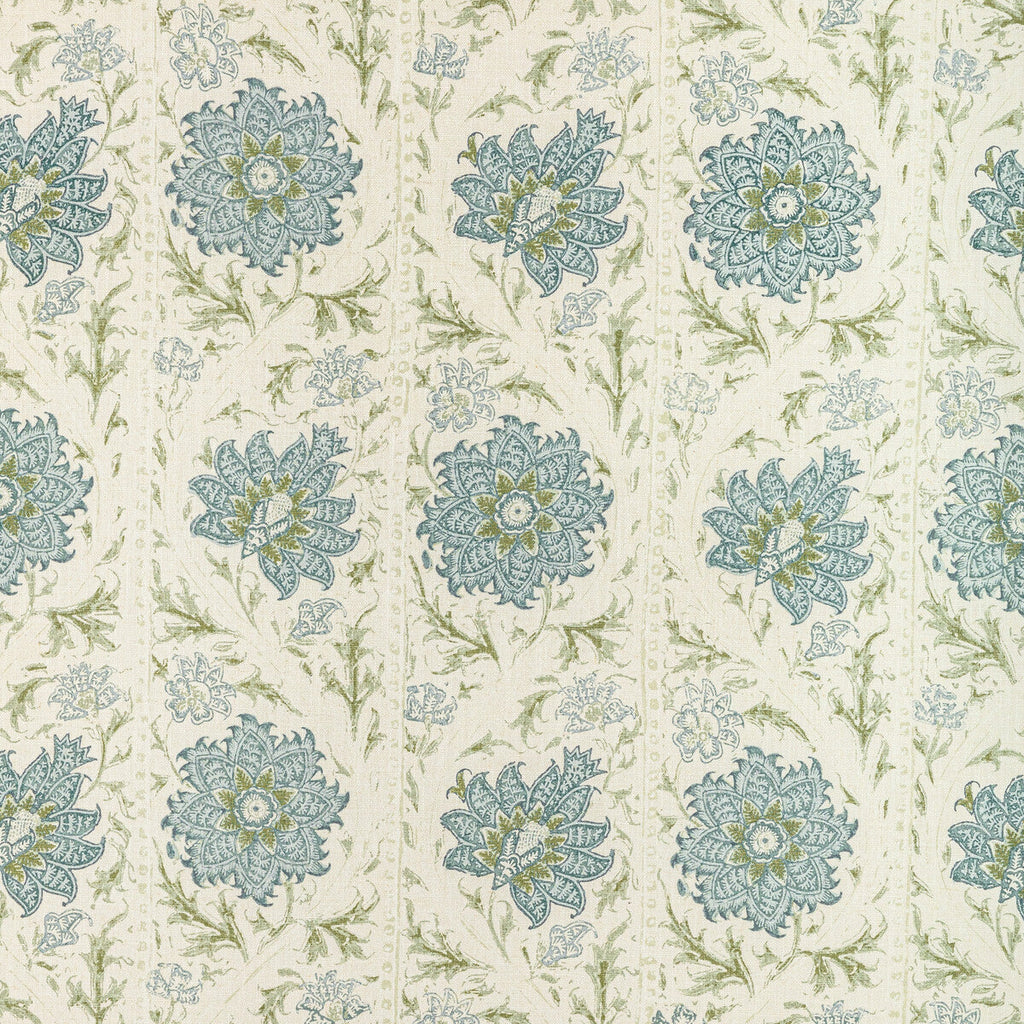 Samples and Purchasing available for Calico Vine - Green Blue Ivory By Lee Jofa | Sarah Bartholomew | Botanical & Floral Multipurpose Linen at Designer Wallcoverings and Fabrics