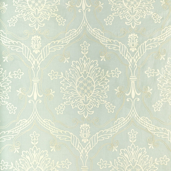 Hayes Embroidery - Aqua Spa By Lee Jofa | Bunny Williams Arcadia | Damask Drapery Embroidery