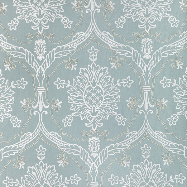 Hayes Embroidery - Blue Blue By Lee Jofa | Bunny Williams Arcadia | Damask Drapery Embroidery