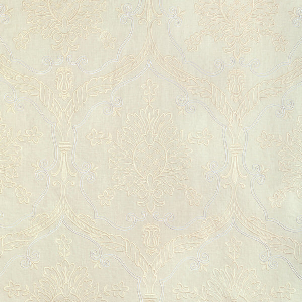 Hayes Embroidery - Ivory Ivory By Lee Jofa | Bunny Williams Arcadia | Damask Drapery Embroidery