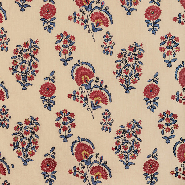Mead Embroidery - Red/Blue Rust By Lee Jofa | Bunny Williams Arcadia | Botanical & Floral Drapery Embroidery