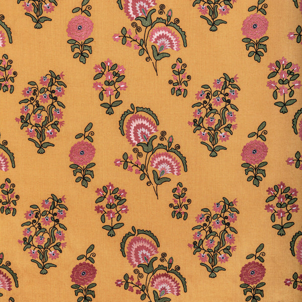 Mead Embroidery - Saffron/Petal Gold By Lee Jofa | Bunny Williams Arcadia | Botanical & Floral Drapery Embroidery