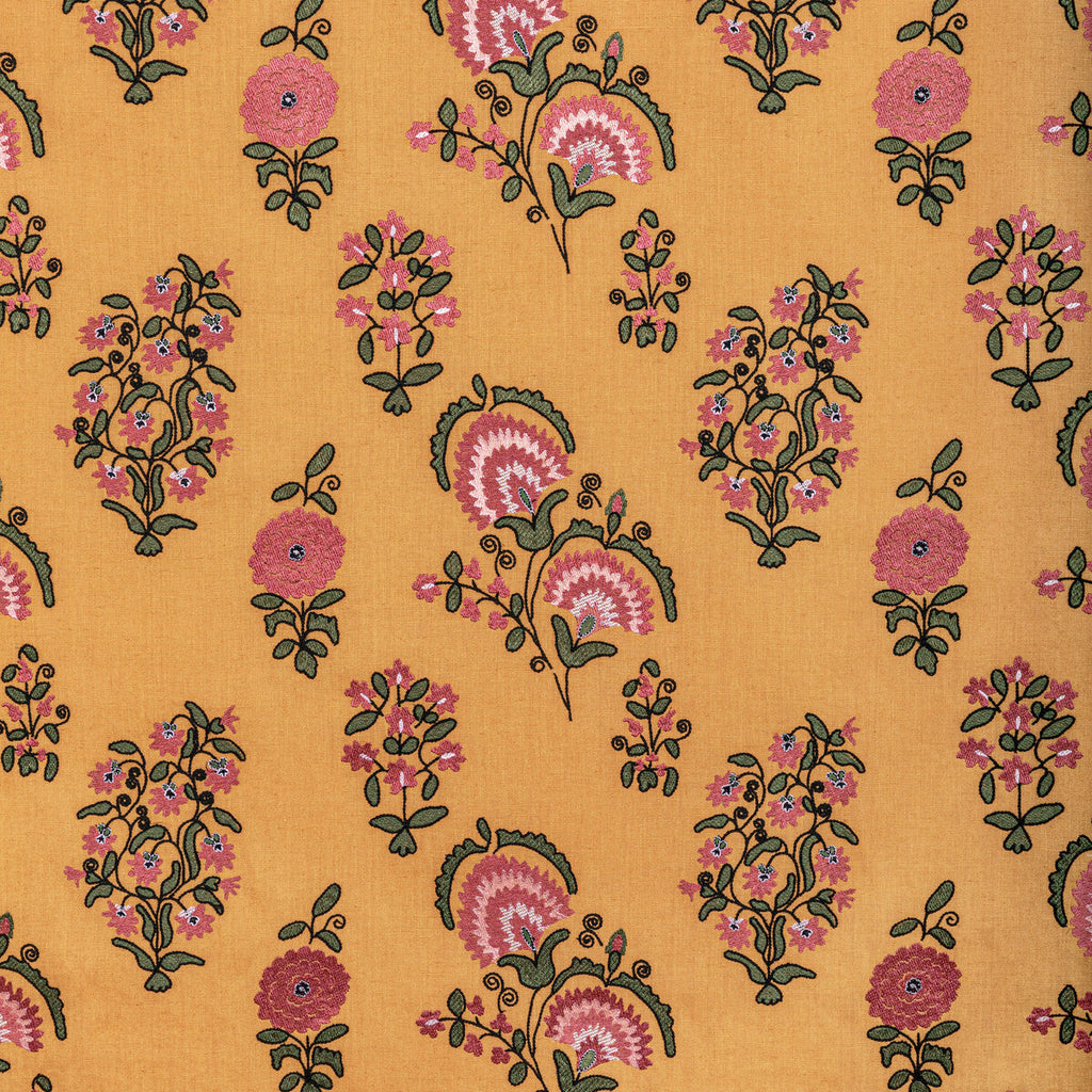 Samples and Purchasing available for Mead Embroidery - Saffron/Petal Gold By Lee Jofa | Bunny Williams Arcadia | Botanical & Floral Drapery Embroidery at Designer Wallcoverings and Fabrics