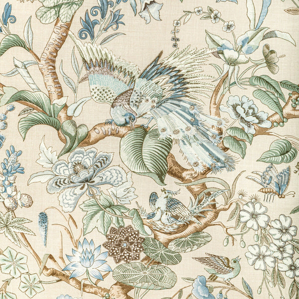 Greenfield Print - Sky Blue By Lee Jofa | Bunny Williams Arcadia |Animal/Insects Botanical & Floral Multipurpose Print