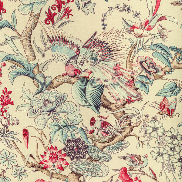 Greenfield Print - Multi Red By Lee Jofa | Bunny Williams Arcadia |Animal/Insects Botanical & Floral Multipurpose Print