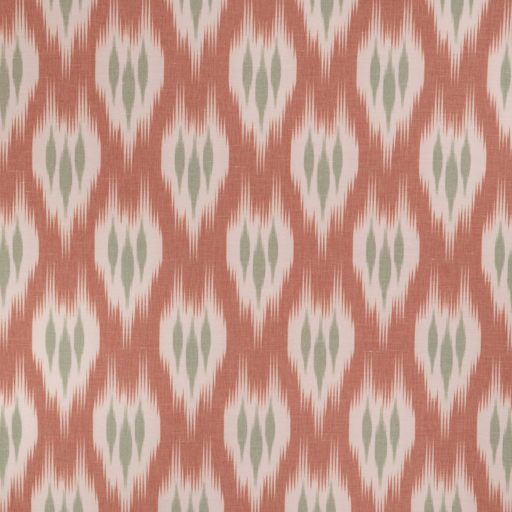 Clare Print - Coral Green By Lee Jofa | Clare Prints |Geometric Ikat/Southwest/Kilims Drapery Print