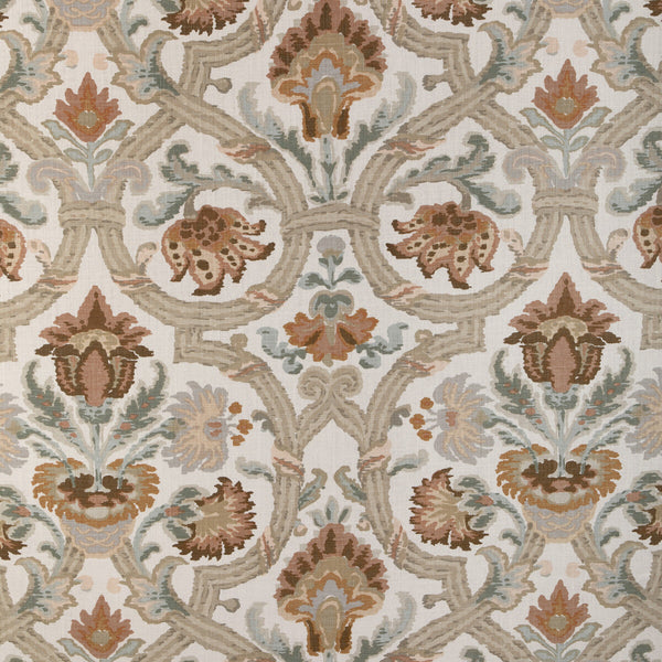 New Sevilla Linen - Clay Orange By Lee Jofa | Lee Jofa 200 | Medallion / Suzani / Persian Multipurpose Print