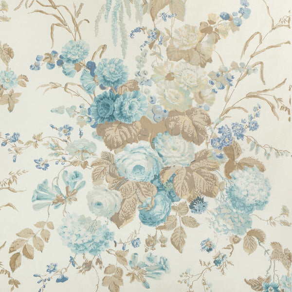 Floral Bouquet - Aqua/Dune Brown By Lee Jofa | Lee Jofa 200 |Botanical & Floral  Multipurpose Print