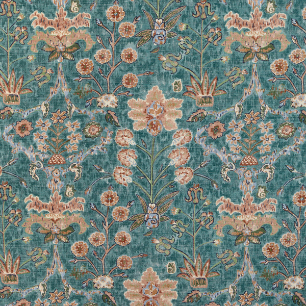 Kerman Print - Teal/Rose Teal By Lee Jofa | Lee Jofa 200 |Botanical & Floral  Multipurpose Print