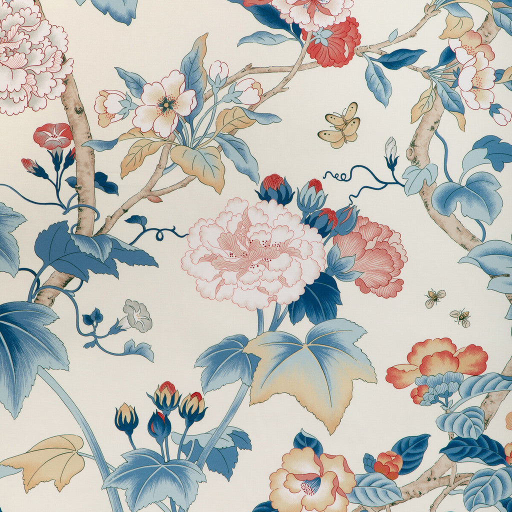 Samples and Purchasing available for Gardenia Print - Blue/Red Red By Lee Jofa | Garden Walk | Botanical & Floral Multipurpose Print at Designer Wallcoverings and Fabrics