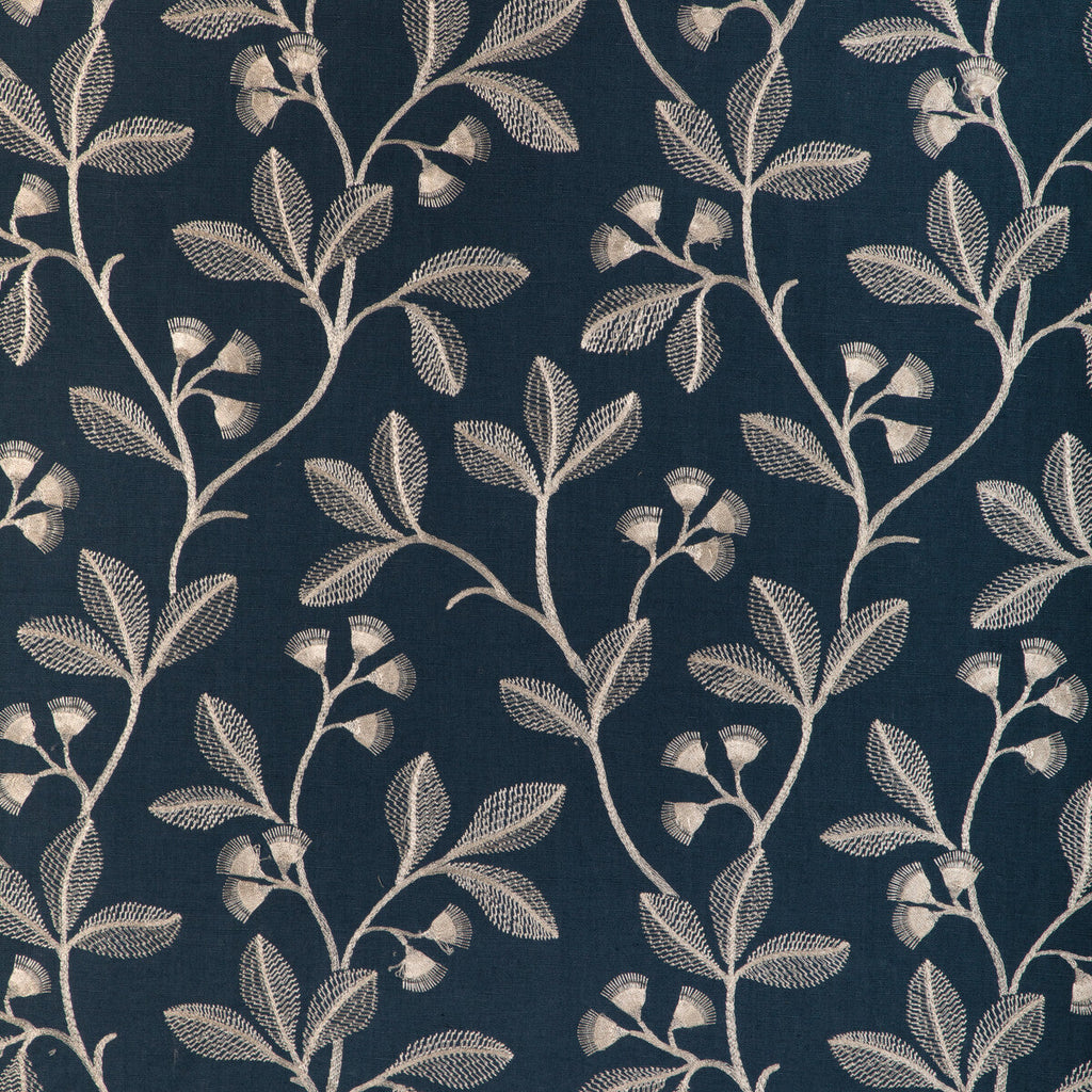 Samples and Purchasing available for Iris Embroidery - Midnight Blue By Lee Jofa | Garden Walk | Botanical & Floral Drapery Embroidery at Designer Wallcoverings and Fabrics
