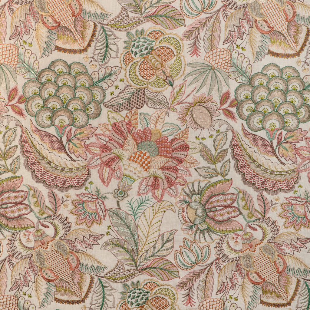 Samples and Purchasing available for Eden Emb - Pink/Multi Pink By Lee Jofa | Garden Walk | Botanical & Floral Drapery Embroidery at Designer Wallcoverings and Fabrics