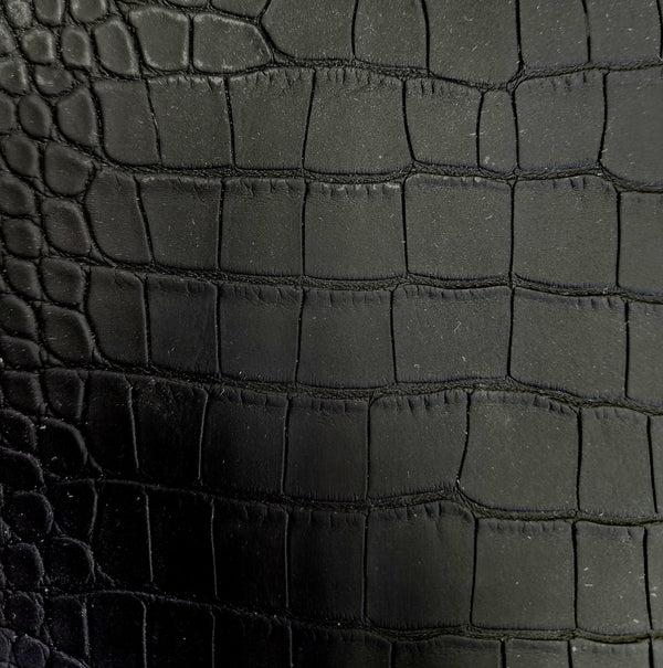 Le Embossed Croc Suse | Vegan Leather |  Black