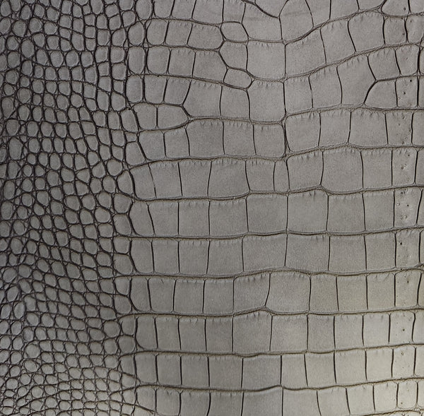 Le Embossed Croc Suse | Vegan Leather |  Gray Brown
