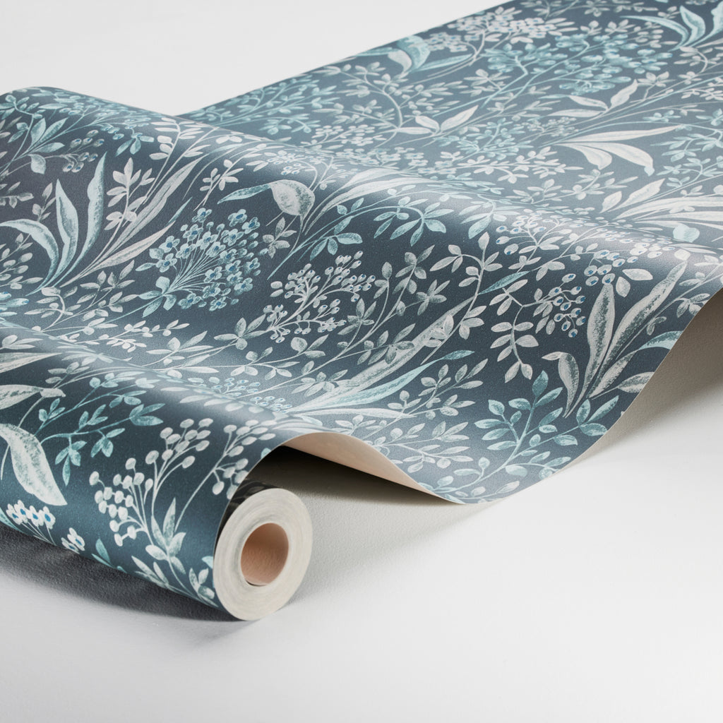 Nocturne Indigo Room Setting | Schumacher Wallpaper
