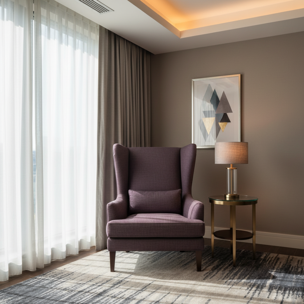 Subtle Woven Texture Deep Plum Upholstered Chair | Architectural Fabrics