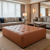 Brushed Vertical Grain Burnt Sienna Upholstered Ottoman | Architectural Fabrics
