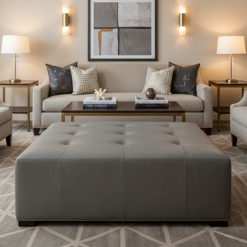 Punch Bowl - Smoke Upholstered Ottoman | Architectural Fabrics