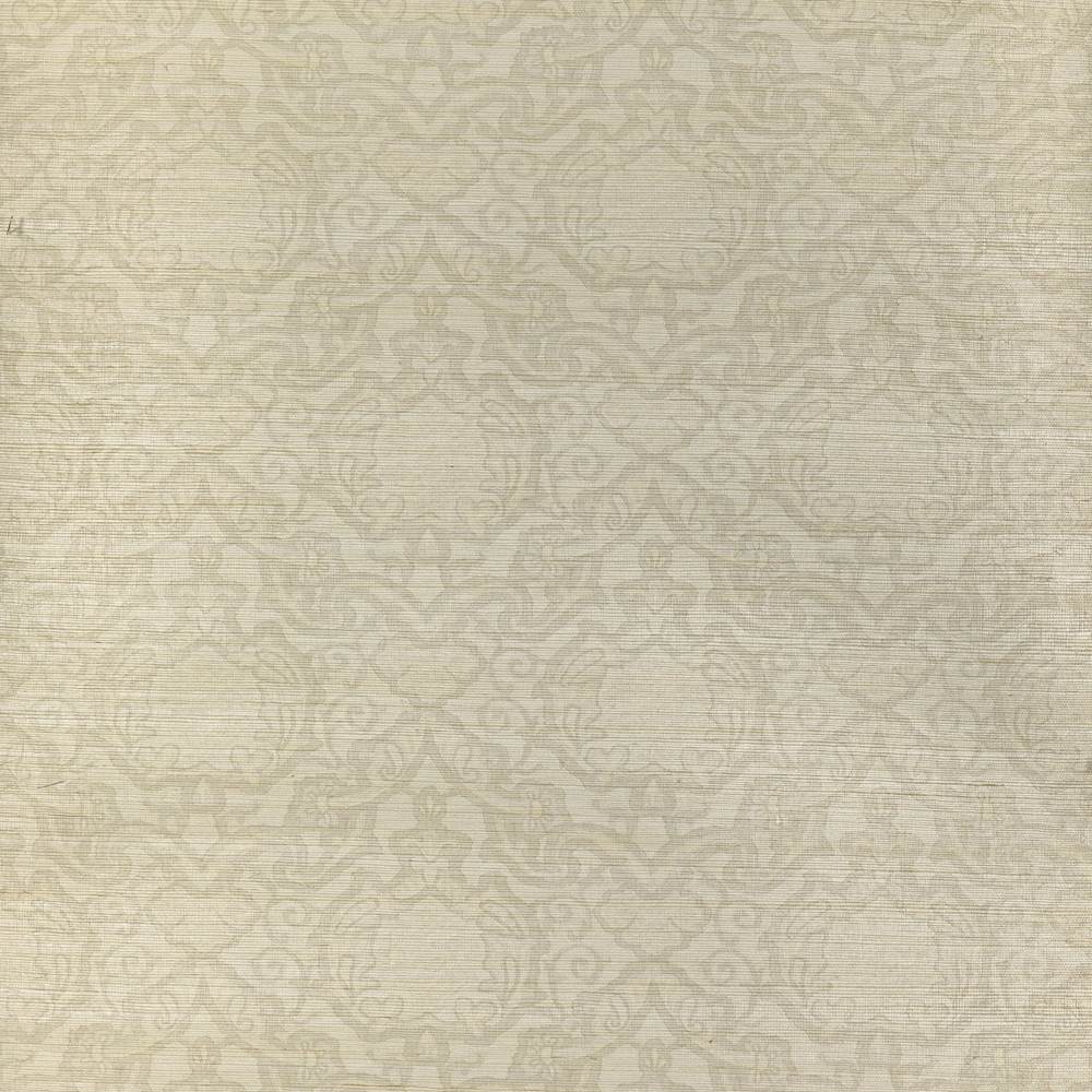 Giotto Damask Grasscloth Silver Wallpaper | Cowtan & Tout