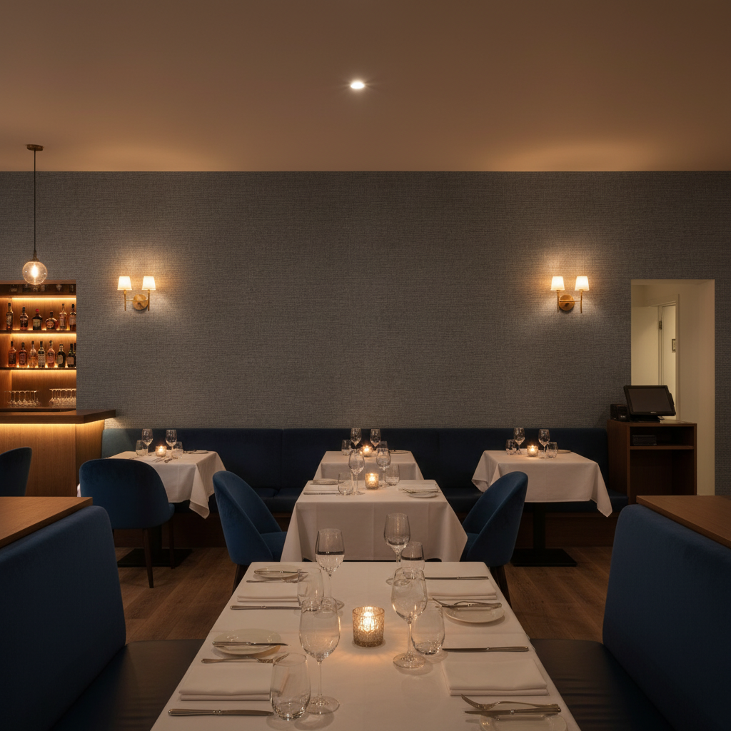 Barnard Type II Vinyl | Hollywood Wallcoverings - Restaurant Dining commercial room setting