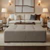 Smooth Pebble Grain Soft Taupe Upholstered Ottoman | Architectural Fabrics