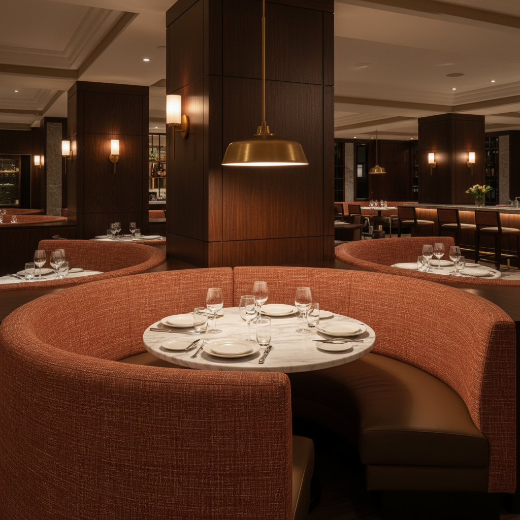 Woven Textured Crosshatch Rustic Sienna Upholstered Banquette | Architectural Fabrics