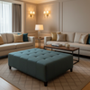 Fine Woven Texture Deep Teal Upholstered Ottoman | Architectural Fabrics