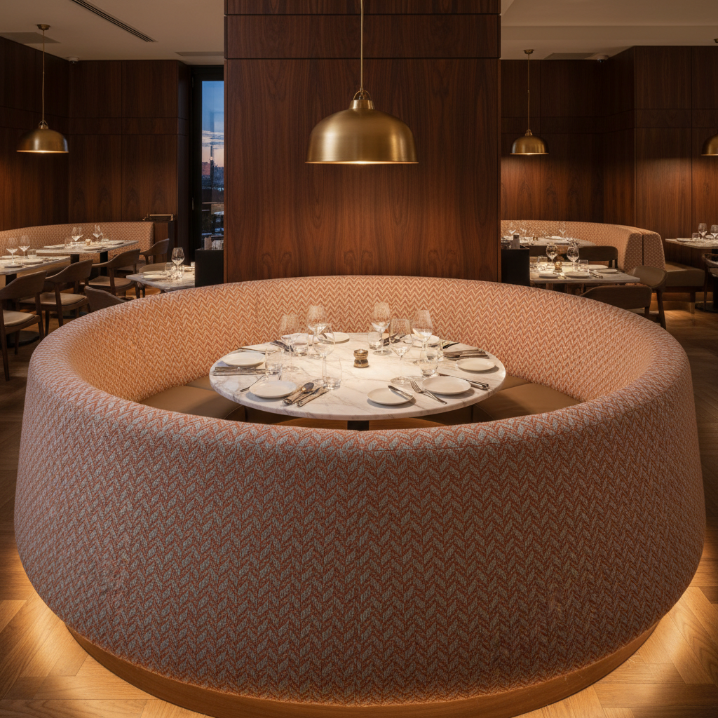 Rum Punch - Persimmon Upholstered Banquette | Architectural Fabrics