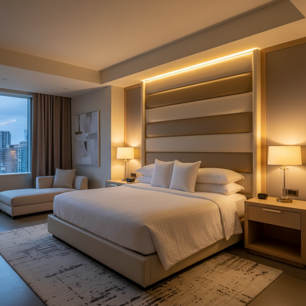 Irvington Champagne Transitional Ecru & Oatmeal Upholstered Headboard | Architectural Fabrics