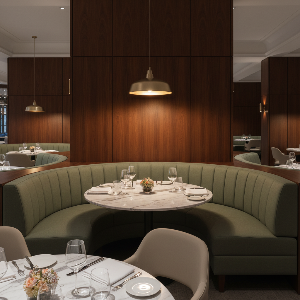 Necker Island - Pesto Upholstered Banquette | Architectural Fabrics