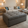 Fine Pebble Texture Dark Granite Upholstered Ottoman | Architectural Fabrics