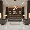 Subtle Leather Grain Charcoal Grey Upholstered Sofa | Architectural Fabrics