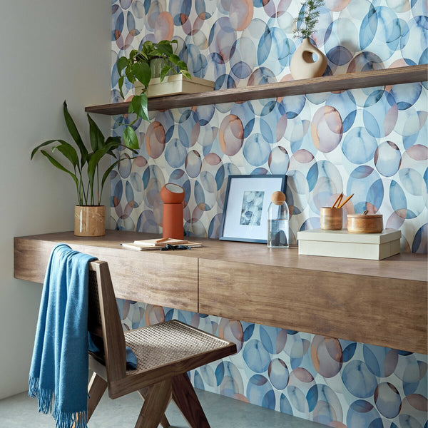 Honesty Opal - Blue Wallcovering | 1838 Wallcoverings