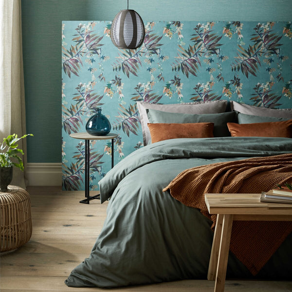 Essence Aquamarine - Teal Wallcovering | 1838 Wallcoverings