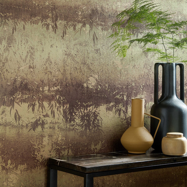 Serenity Dahlia - Gold Wallcovering | 1838 Wallcoverings