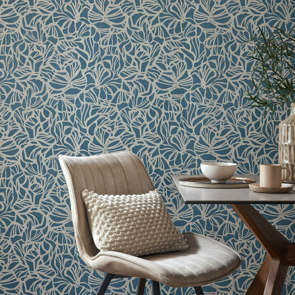 Purity Prussian - Blue Wallcovering | 1838 Wallcoverings