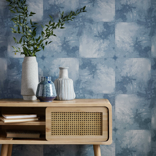 Crystalline Agate - Blue Wallcovering | 1838 Wallcoverings