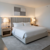 Subtle Pebble Grain Icy Silver Upholstered Headboard | Architectural Fabrics