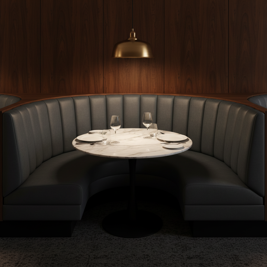 Turquoise Bay - Charcoal Upholstered Banquette | Architectural Fabrics