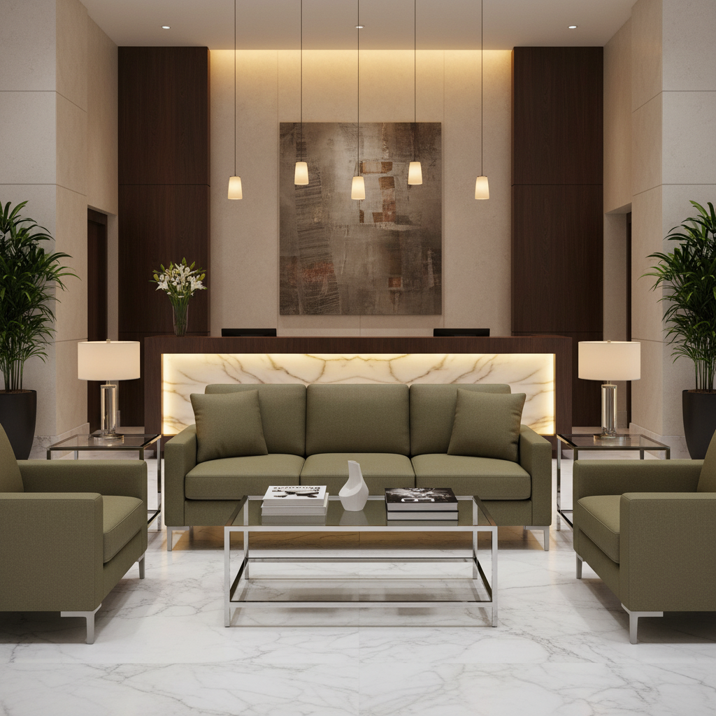 Aire Pebbled - Olive Grove Breathable Polyurethane Upholstered Sofa | Architectural Fabrics