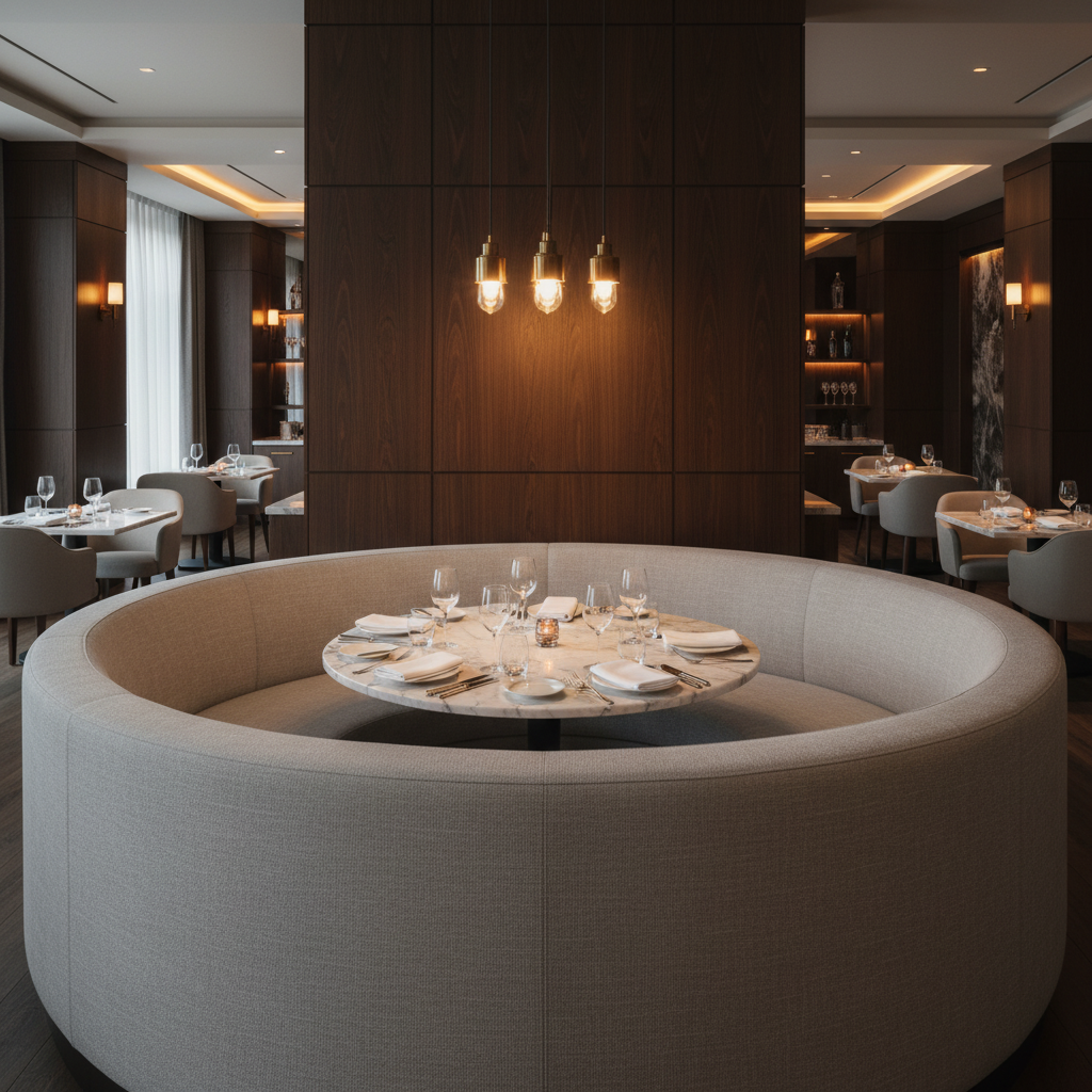 Kralendijk - Glacier Upholstered Banquette | Architectural Fabrics