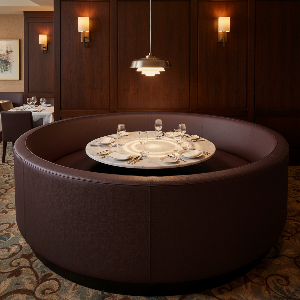 Trunk Bay - Burgundy Upholstered Banquette | Architectural Fabrics