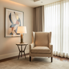 Chevron Woven Texture Sandy Beige Upholstered Chair | Architectural Fabrics