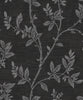 Fentucci Leaf Trail Wallpaper - Contemporary Botanical - Metallic Ebony & Glass Beads | Fentucci
