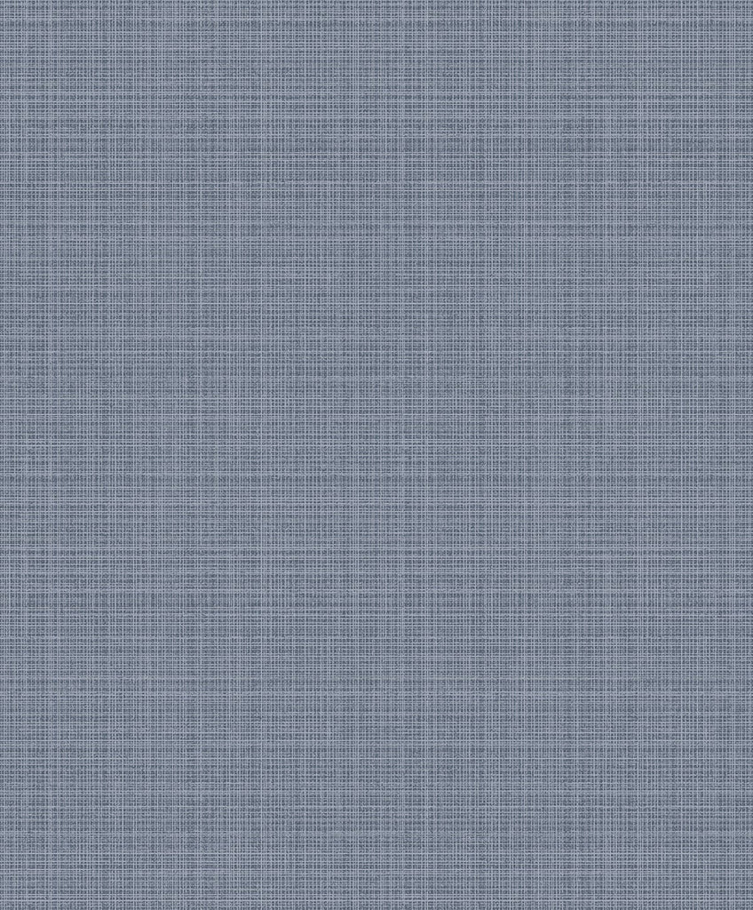 Fentucci Crosshatch Linen Wallpaper - Contemporary Faux - Metallic Slate Blue | Fentucci