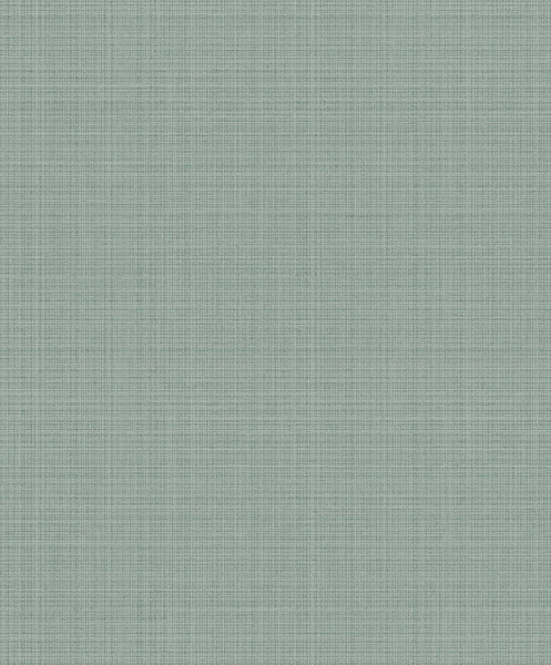 Fentucci Crosshatch Linen Wallpaper - Contemporary Faux - Metallic Sea Green | Fentucci