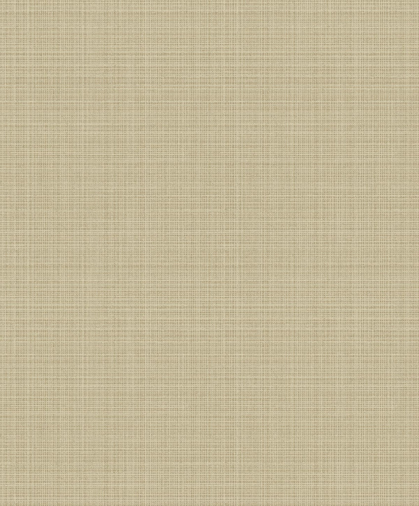 Fentucci Crosshatch Linen Wallpaper - Contemporary Faux - Metallic Khaki | Fentucci