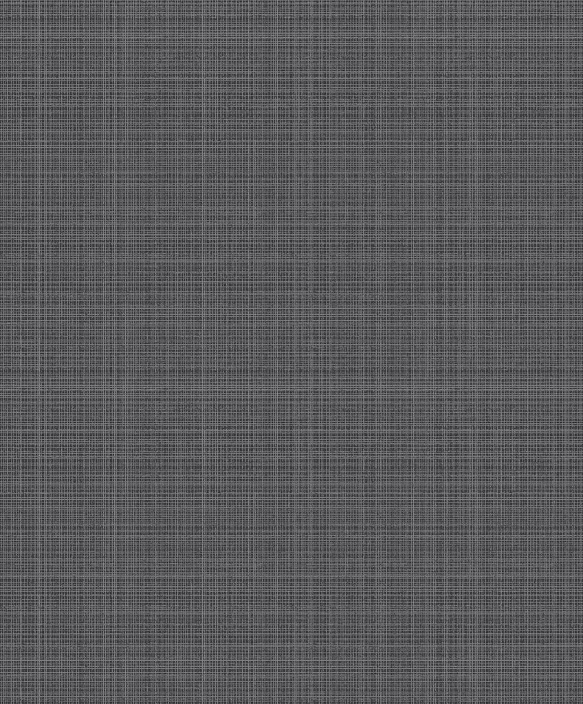 Fentucci Crosshatch Linen Wallpaper - Contemporary Faux - Metallic Coal | Fentucci